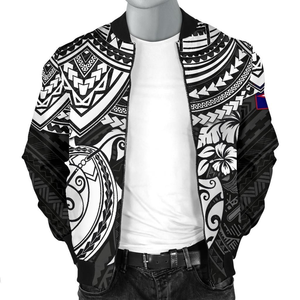 American Samoa Polynesian Bomber Jacket - Black Turtle