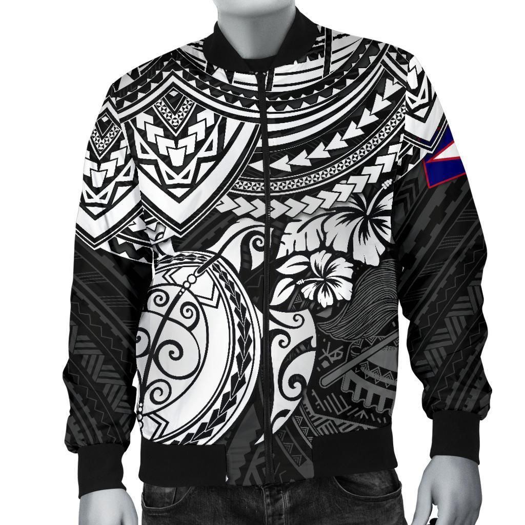 American Samoa Polynesian Bomber Jacket - Black Turtle