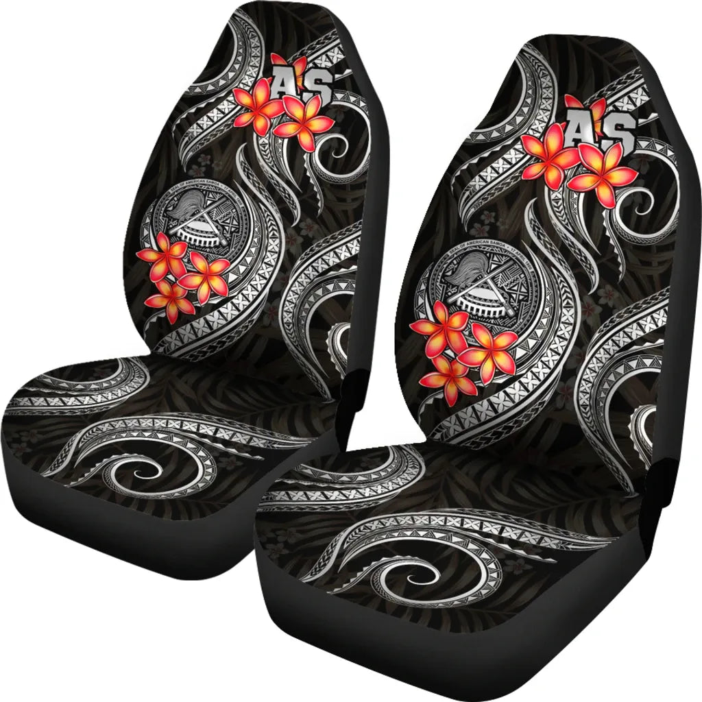 American Samoa Polynesian Car Seat Covers - Black Plumeria