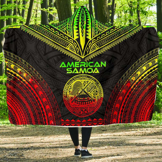 American Samoa Polynesian Chief Hooded Blanket - Reggae Version