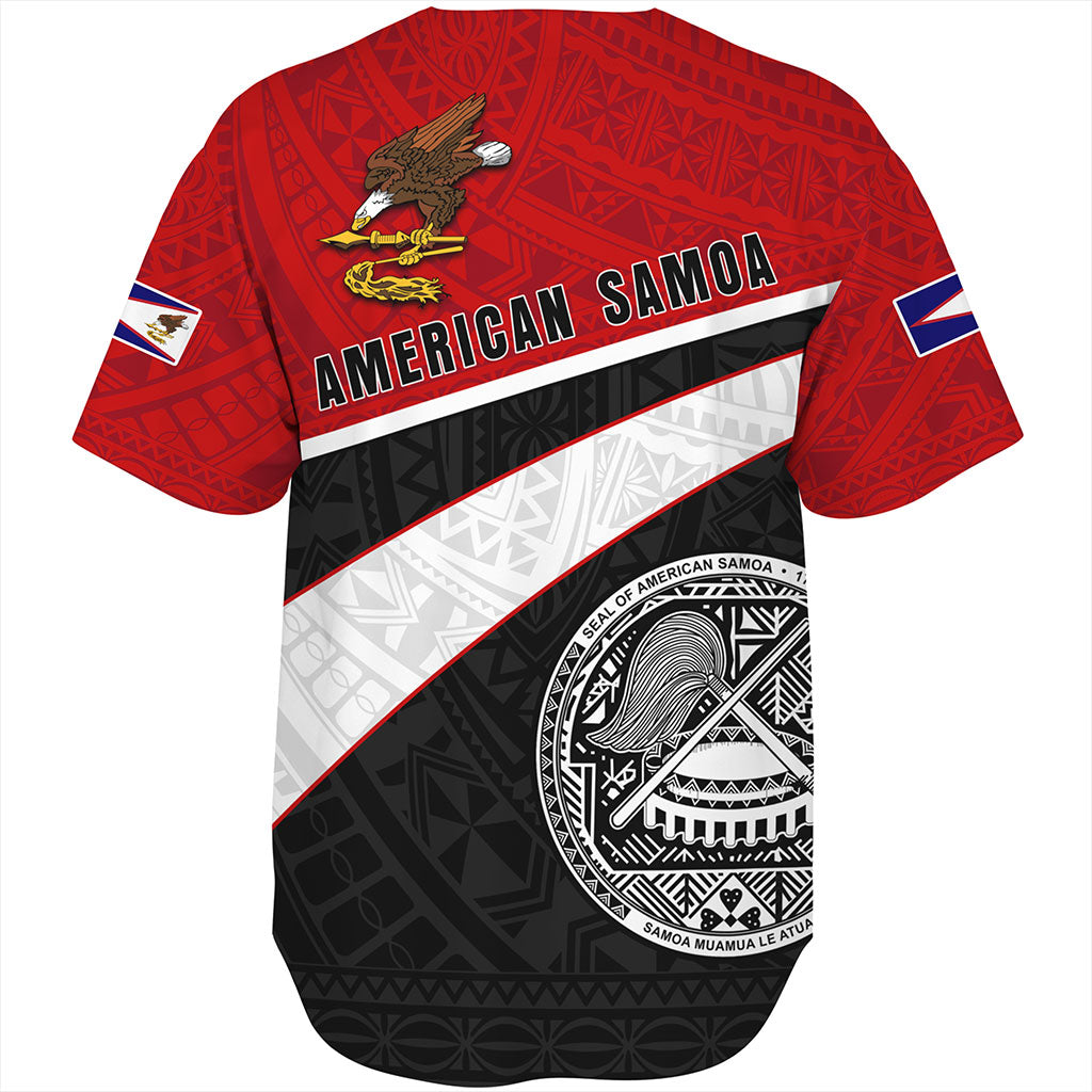 American Samoa Baseball Shirt Polynesian Curve Style