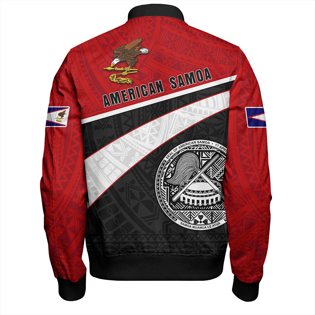 American Samoa Bomber Jacket Polynesian Curve Style