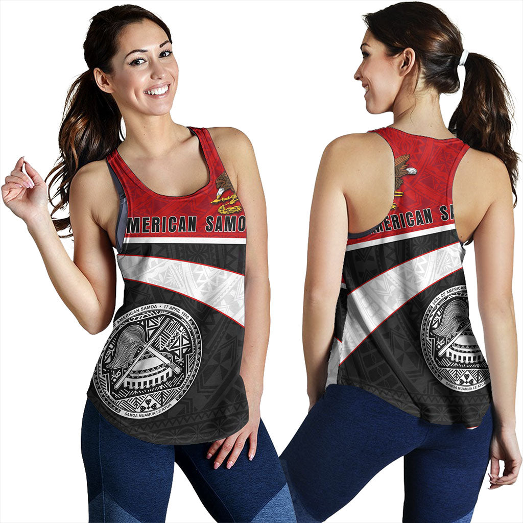 American Samoa Women Tank Polynesian Curve Style