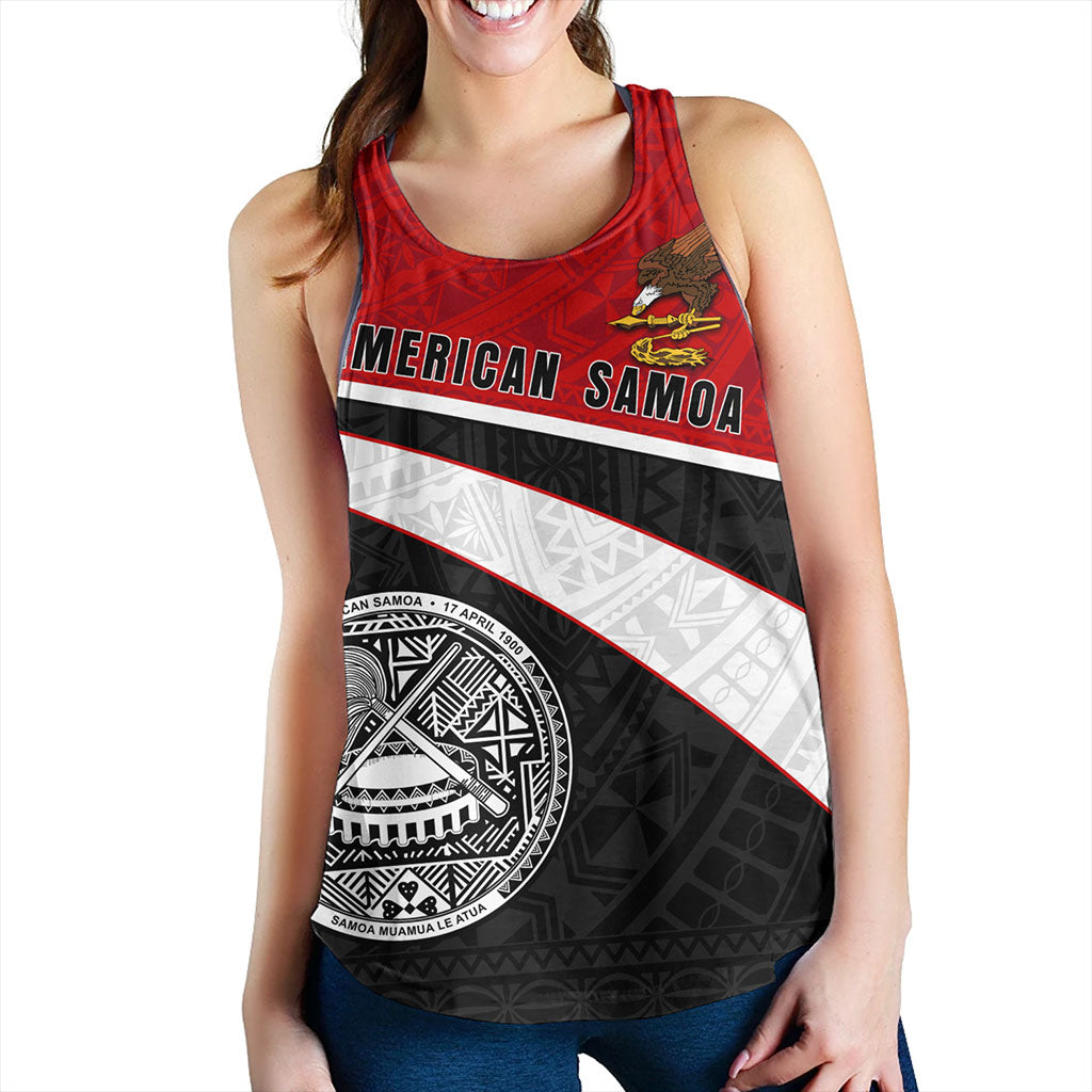 American Samoa Women Tank Polynesian Curve Style