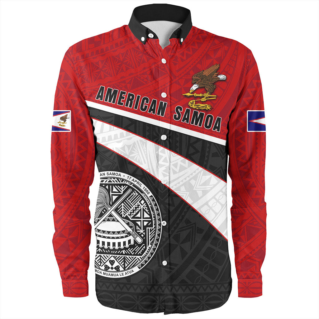 American Samoa Long Sleeve Shirt Polynesian Curve Style
