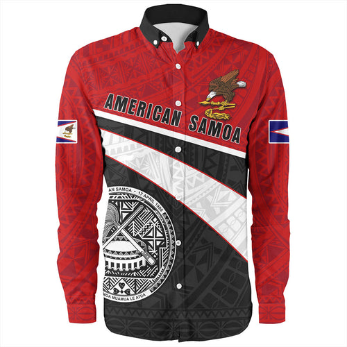 American Samoa Long Sleeve Shirt Polynesian Curve Style