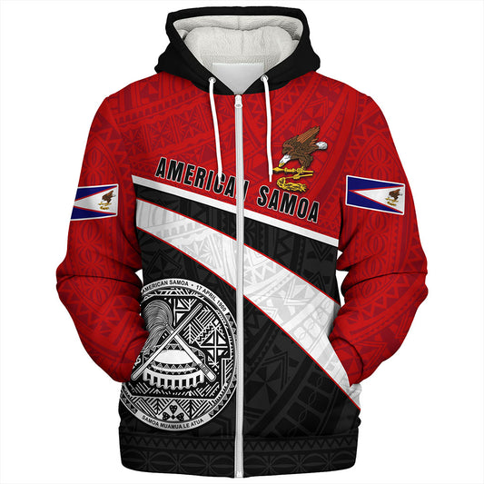 American Samoa Sherpa Hoodie Polynesian Curve Style