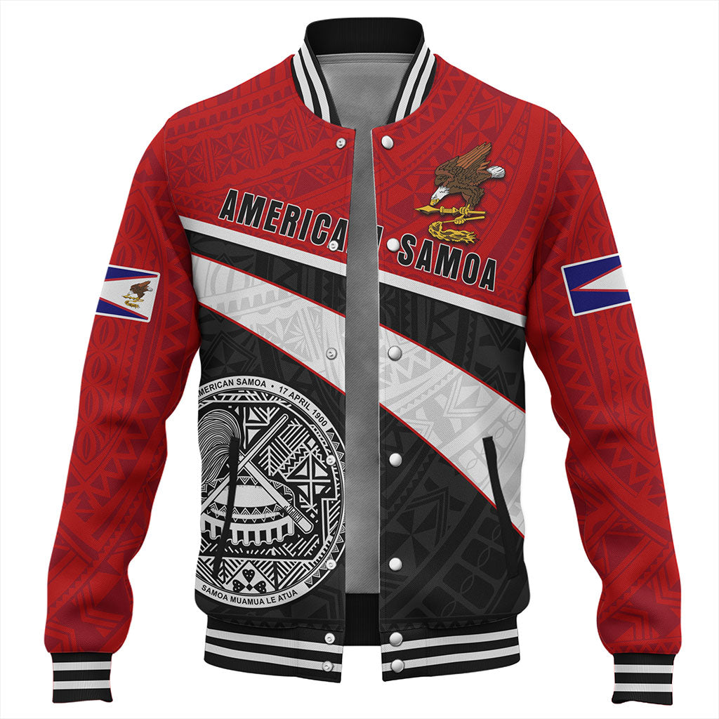 American Samoa Baseball Jacket Polynesian Curve Style