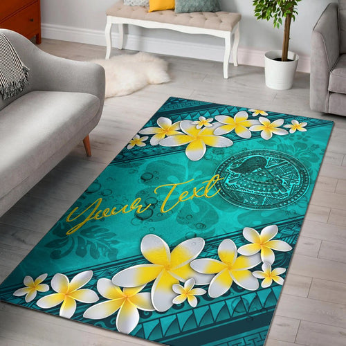 American Samoa Polynesian Custom Personalised Area Rug - Plumeria With Blue Ocean