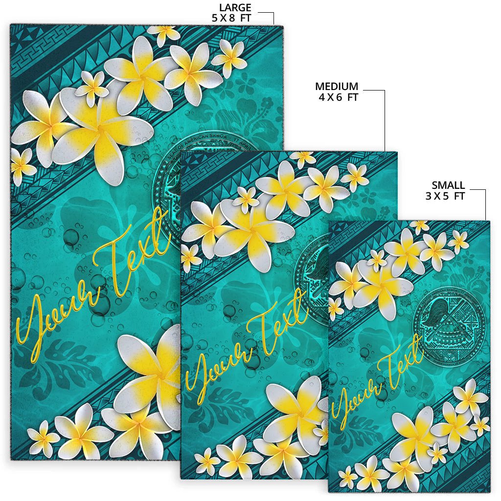 American Samoa Polynesian Custom Personalised Area Rug - Plumeria With Blue Ocean