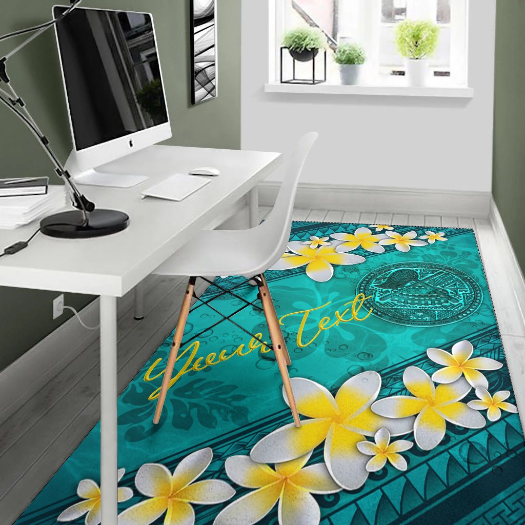 American Samoa Polynesian Custom Personalised Area Rug - Plumeria With Blue Ocean