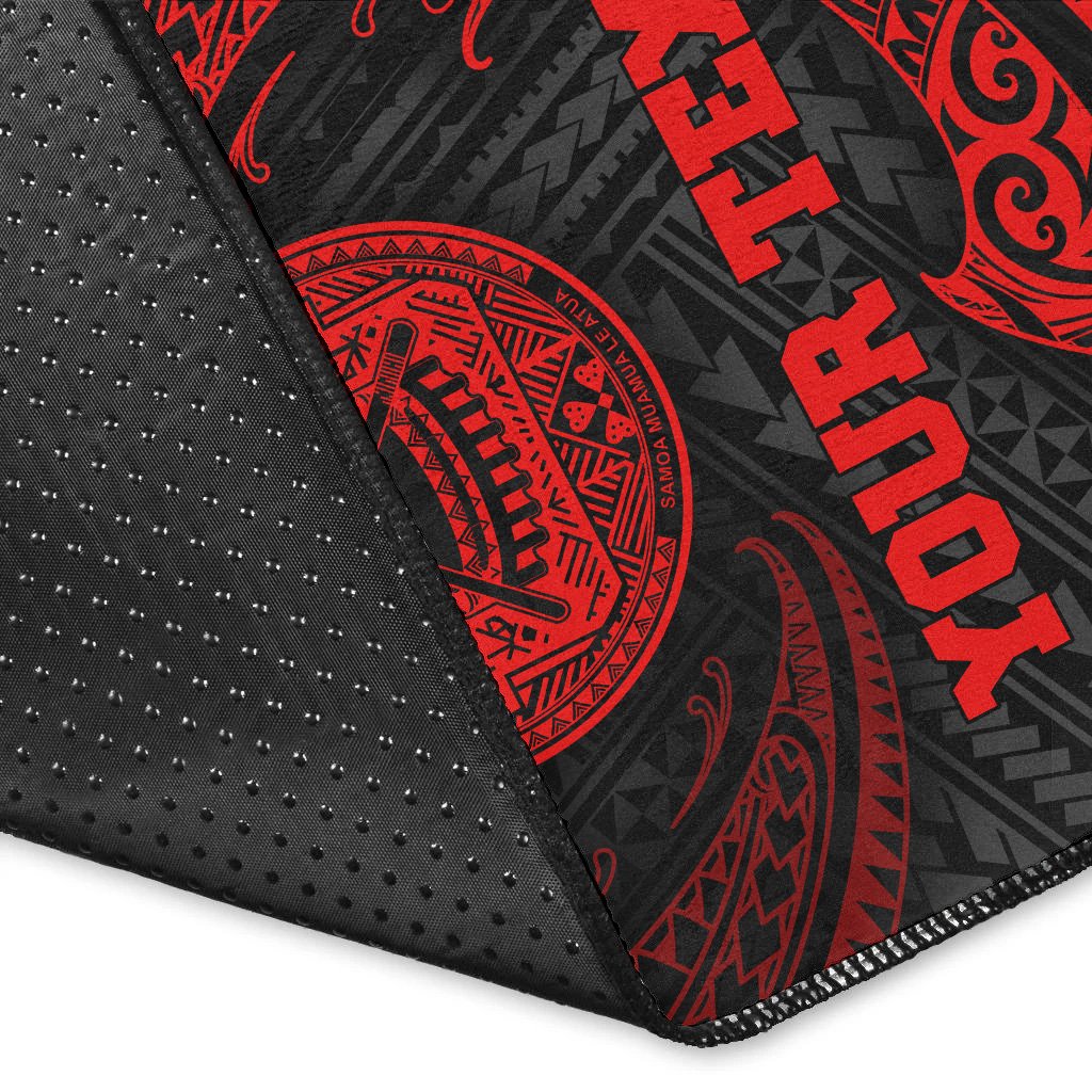 American Samoa Polynesian Custom Personalised Area Rug - Red Tribal Wave