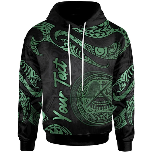 American Samoa Polynesian Custom Personalised Hoodie - Poly Tattoo Green Version