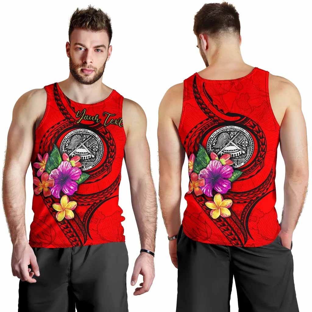 American Samoa Polynesian Custom Personalised Men Tank Top - Floral With Seal Red