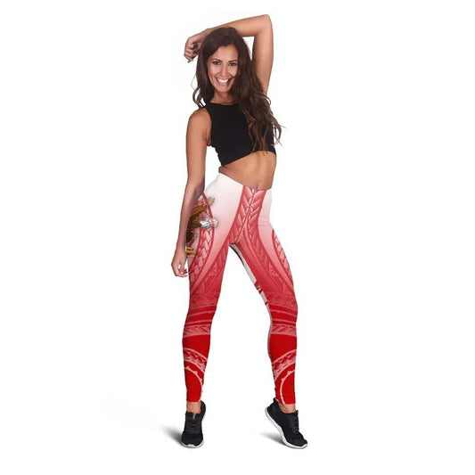 American Samoa Polynesian Custom Personalised Personalized Legging - Bald Eagle (Red)