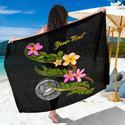 American Samoa Polynesian Custom Personalised Sarong - Plumeria Tribal