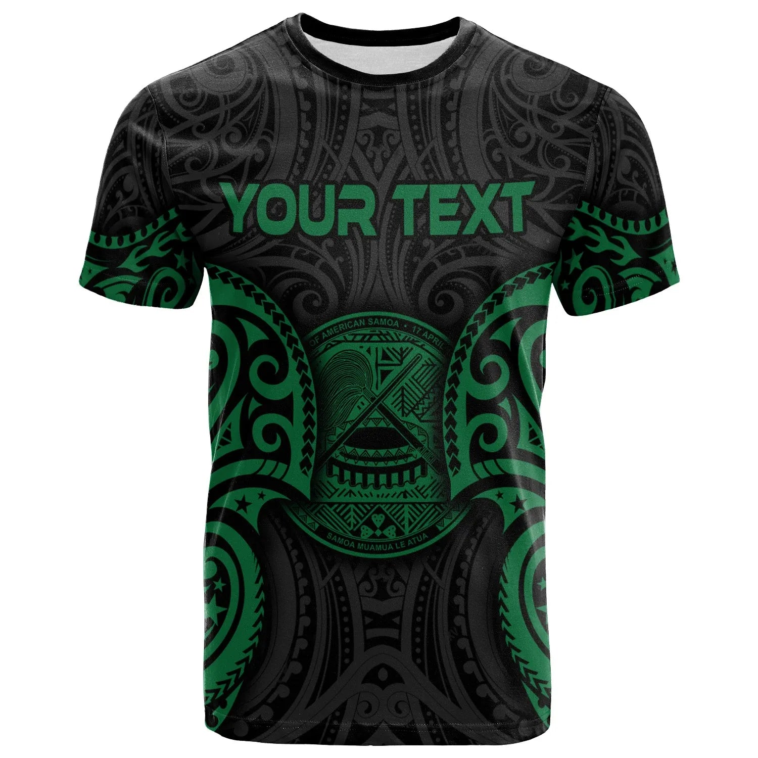 American Samoa Polynesian Custom Personalised T-Shirt - American Samoa Spirit Green