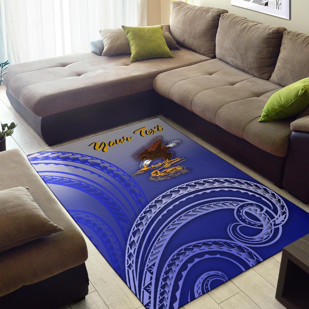 American Samoa Polynesian Custom Personalised Personalized Area Rug - Bald Eagle (Blue)