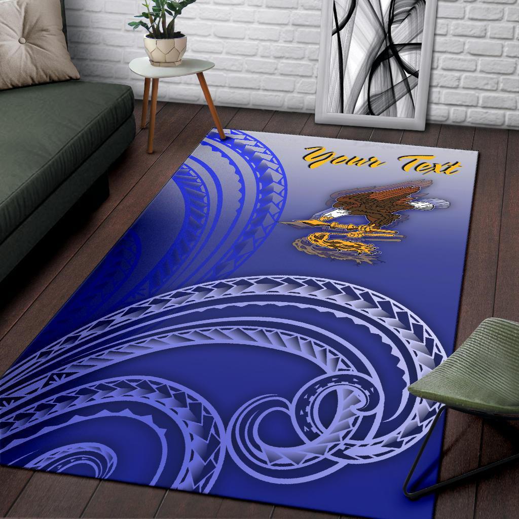 American Samoa Polynesian Custom Personalised Personalized Area Rug - Bald Eagle (Blue)