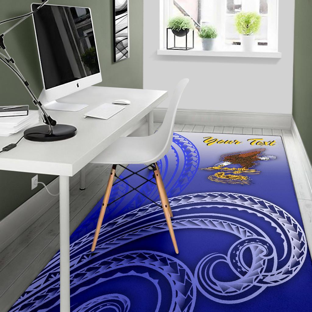 American Samoa Polynesian Custom Personalised Personalized Area Rug - Bald Eagle (Blue)