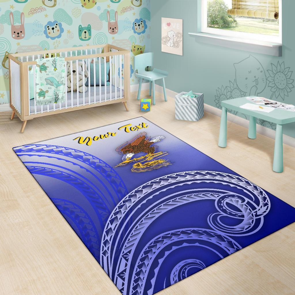 American Samoa Polynesian Custom Personalised Personalized Area Rug - Bald Eagle (Blue)