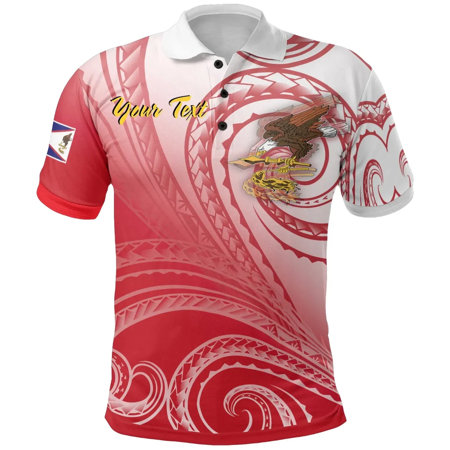 American Samoa Polynesian Custom Personalised Personalized Polo Shirts - Bald Eagle (Red)