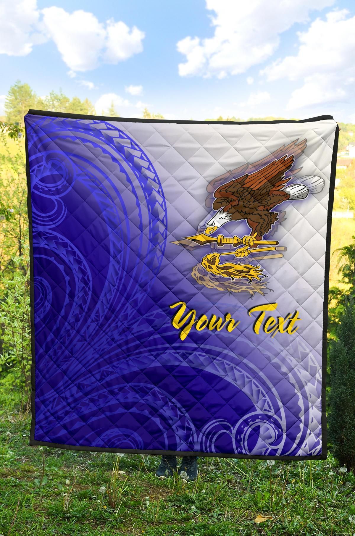 American Samoa Polynesian Custom Personalised Personalized Premium Quilt - Bald Eagle (Blue)