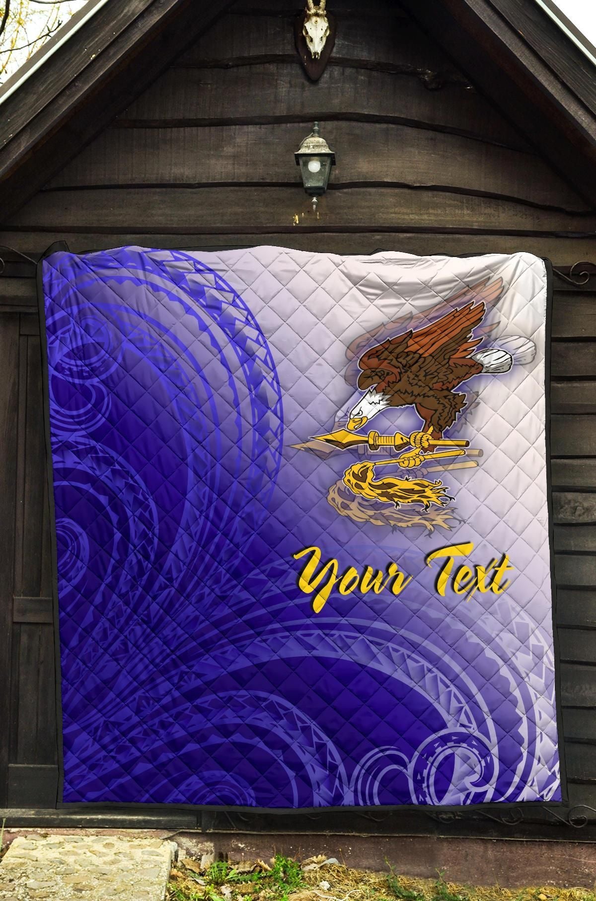 American Samoa Polynesian Custom Personalised Personalized Premium Quilt - Bald Eagle (Blue)