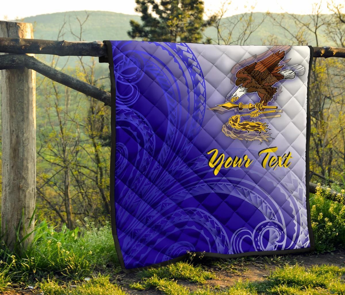 American Samoa Polynesian Custom Personalised Personalized Premium Quilt - Bald Eagle (Blue)