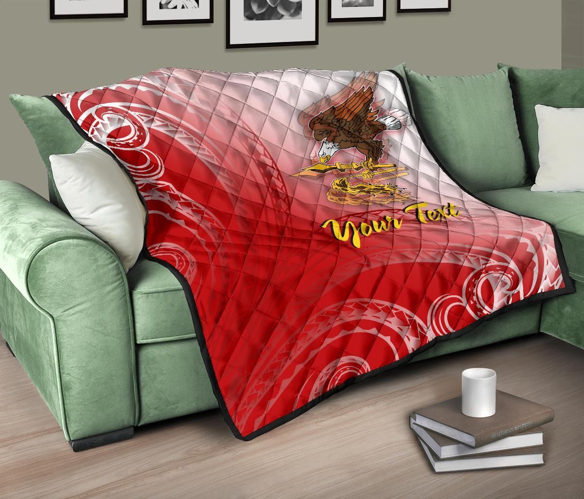 American Samoa Polynesian Custom Personalised Personalized Premium Quilt - Bald Eagle (Red)