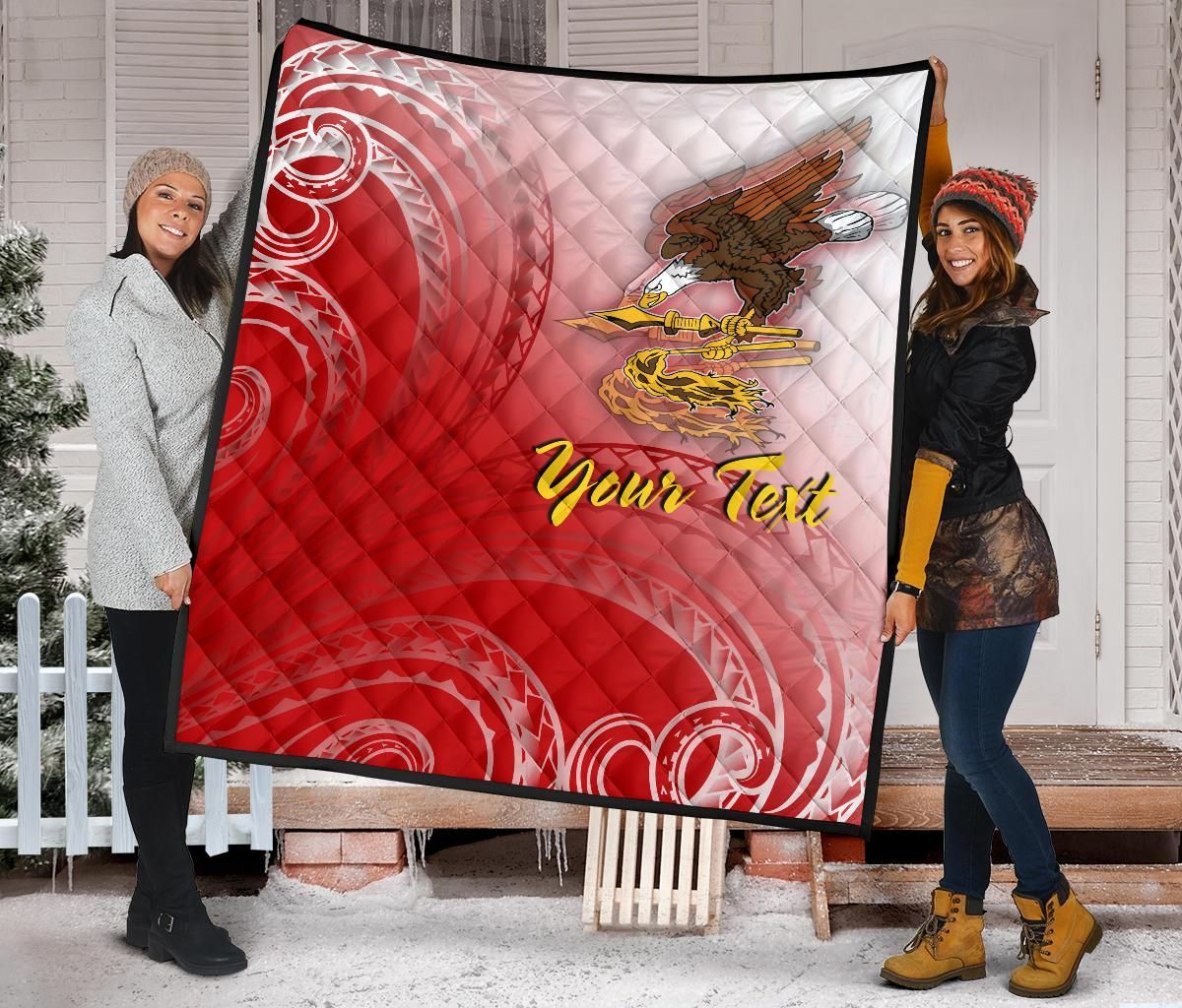 American Samoa Polynesian Custom Personalised Personalized Premium Quilt - Bald Eagle (Red)
