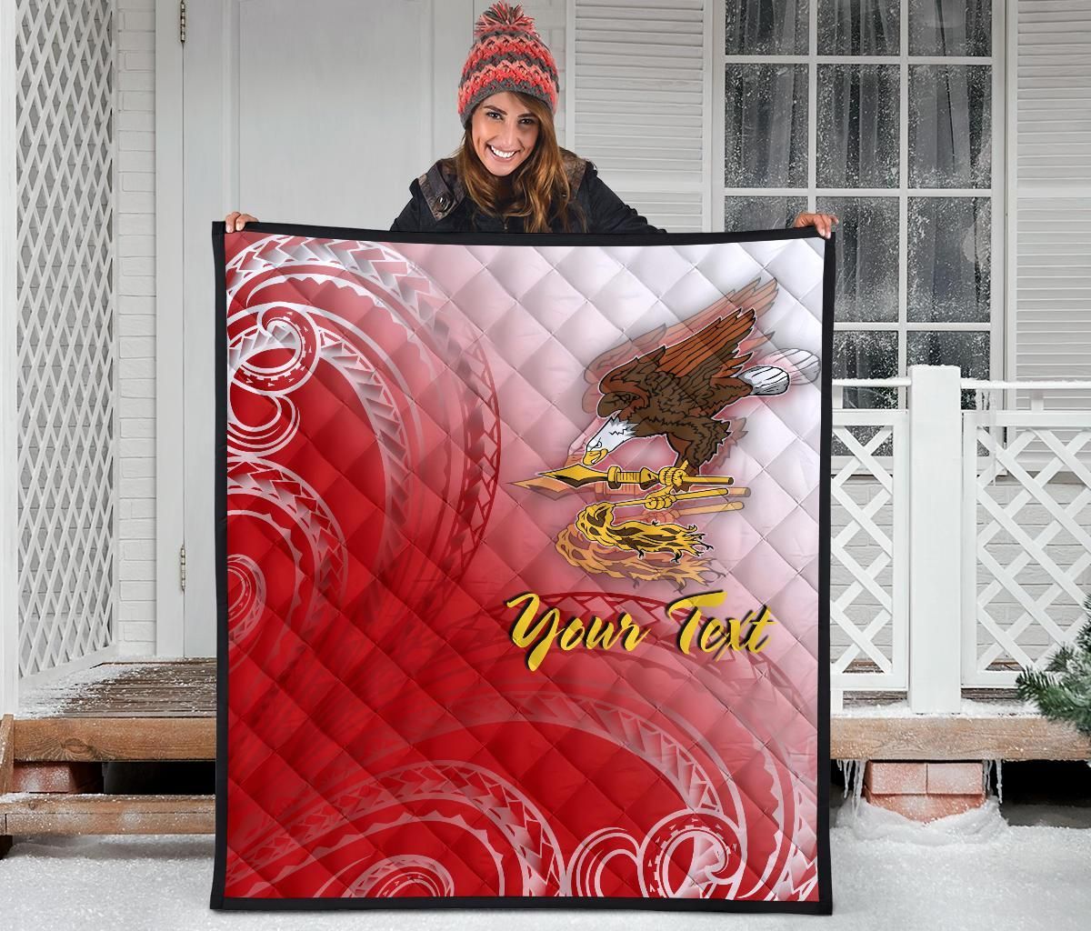 American Samoa Polynesian Custom Personalised Personalized Premium Quilt - Bald Eagle (Red)
