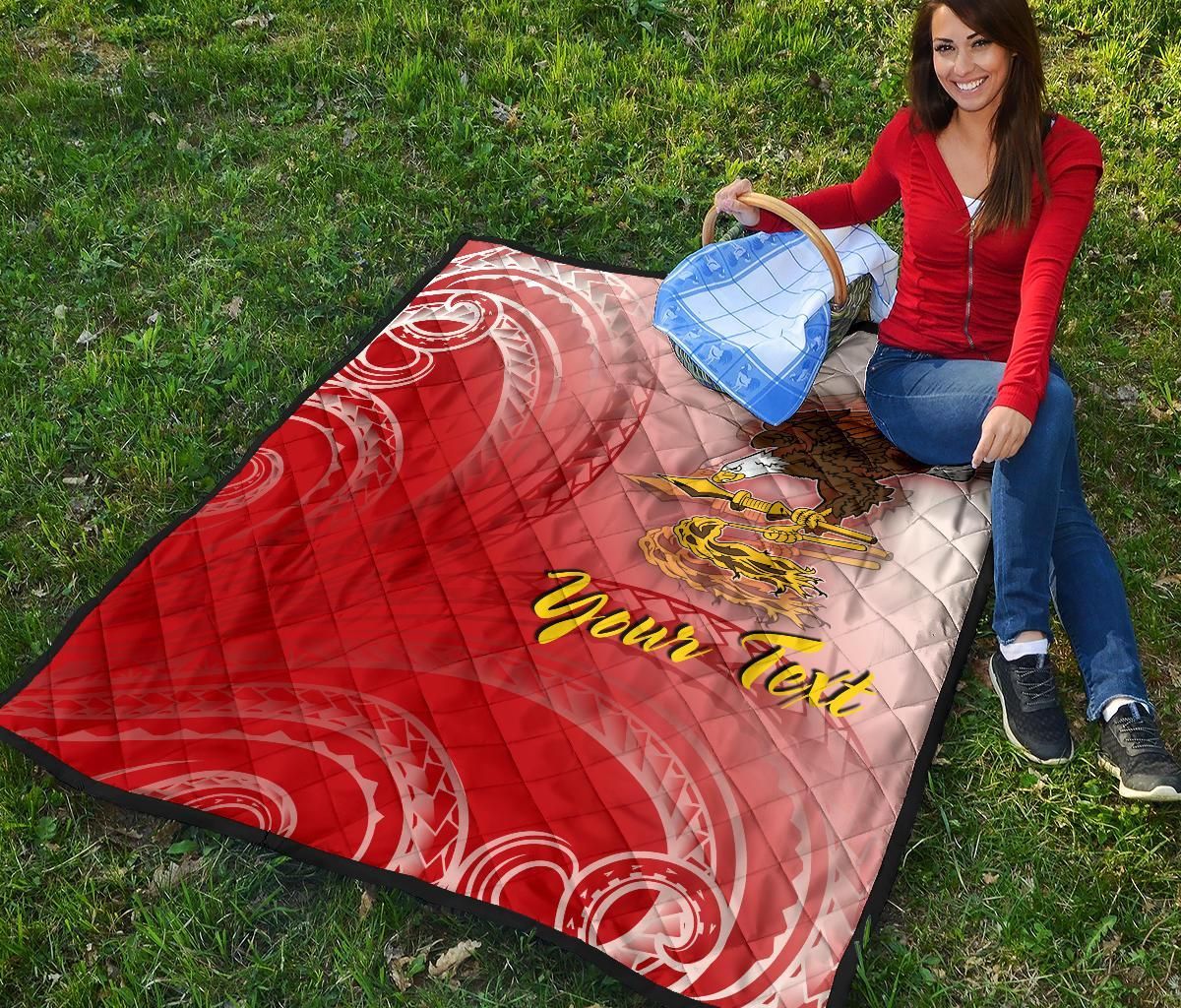 American Samoa Polynesian Custom Personalised Personalized Premium Quilt - Bald Eagle (Red)