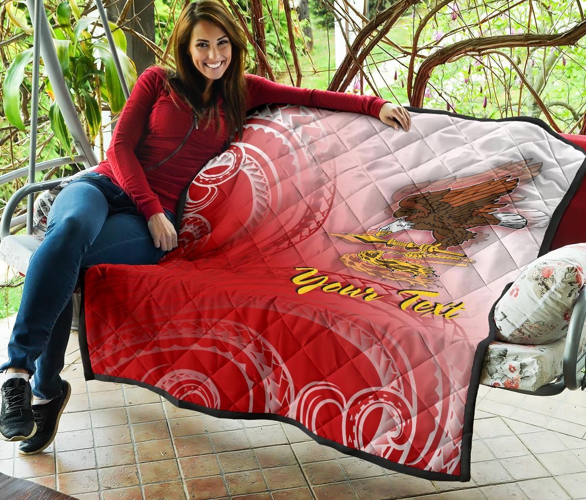 American Samoa Polynesian Custom Personalised Personalized Premium Quilt - Bald Eagle (Red)