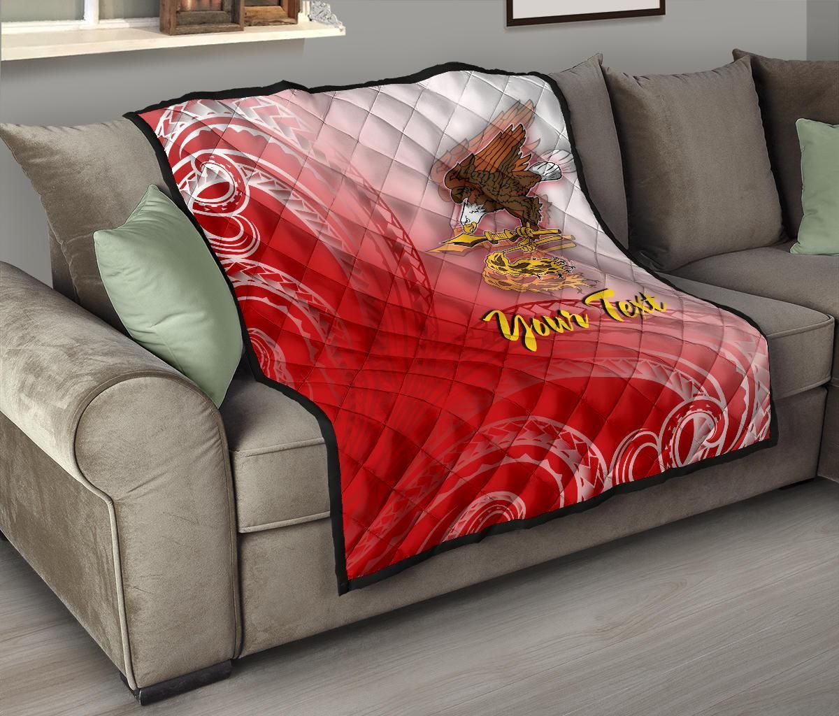American Samoa Polynesian Custom Personalised Personalized Premium Quilt - Bald Eagle (Red)