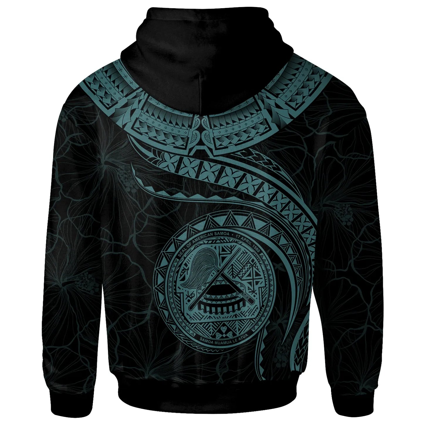 American Samoa Polynesian Hoodie - American Samoan Waves (Turquoise)