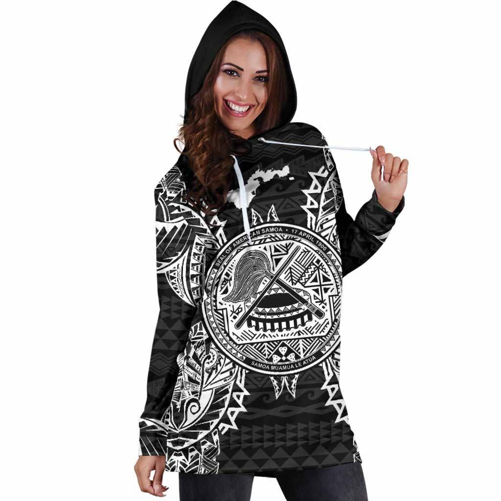 American Samoa Polynesian Hoodie Dress Map Black