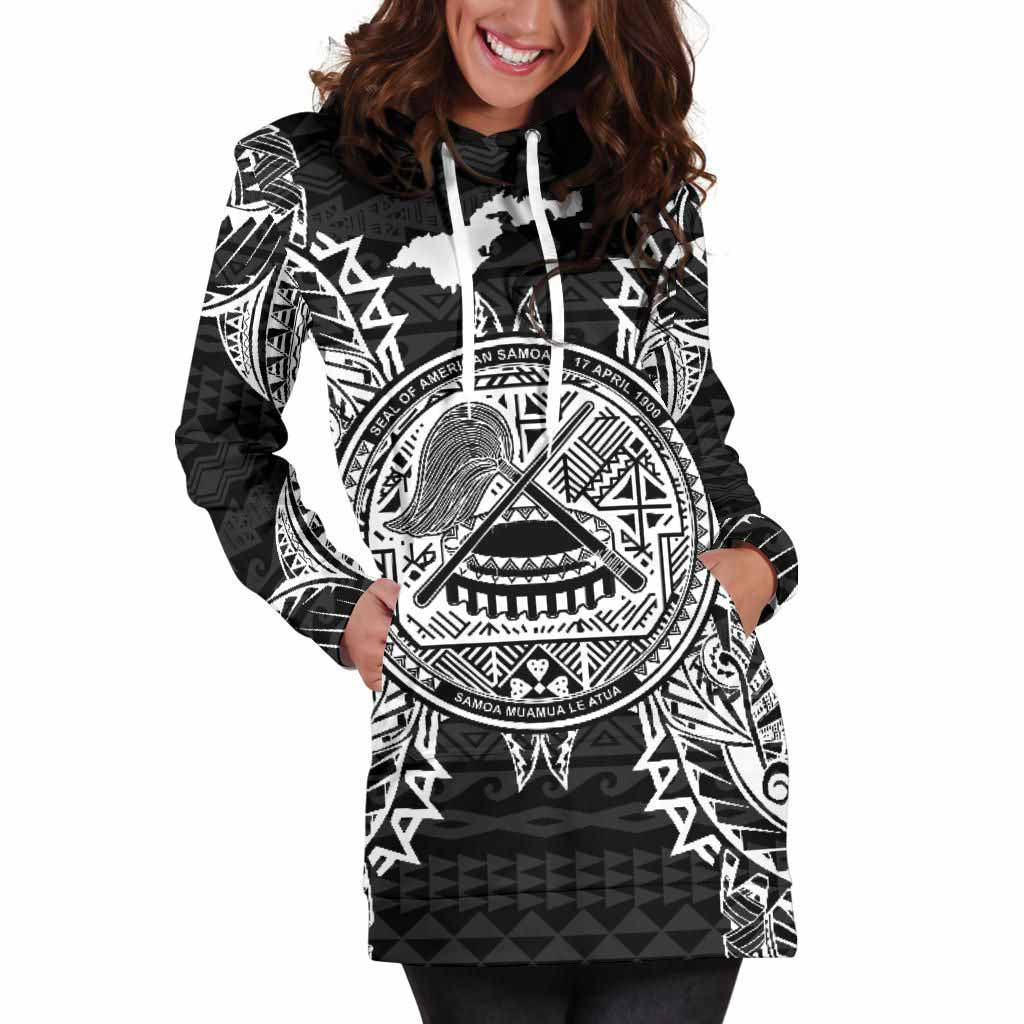American Samoa Polynesian Hoodie Dress Map Black