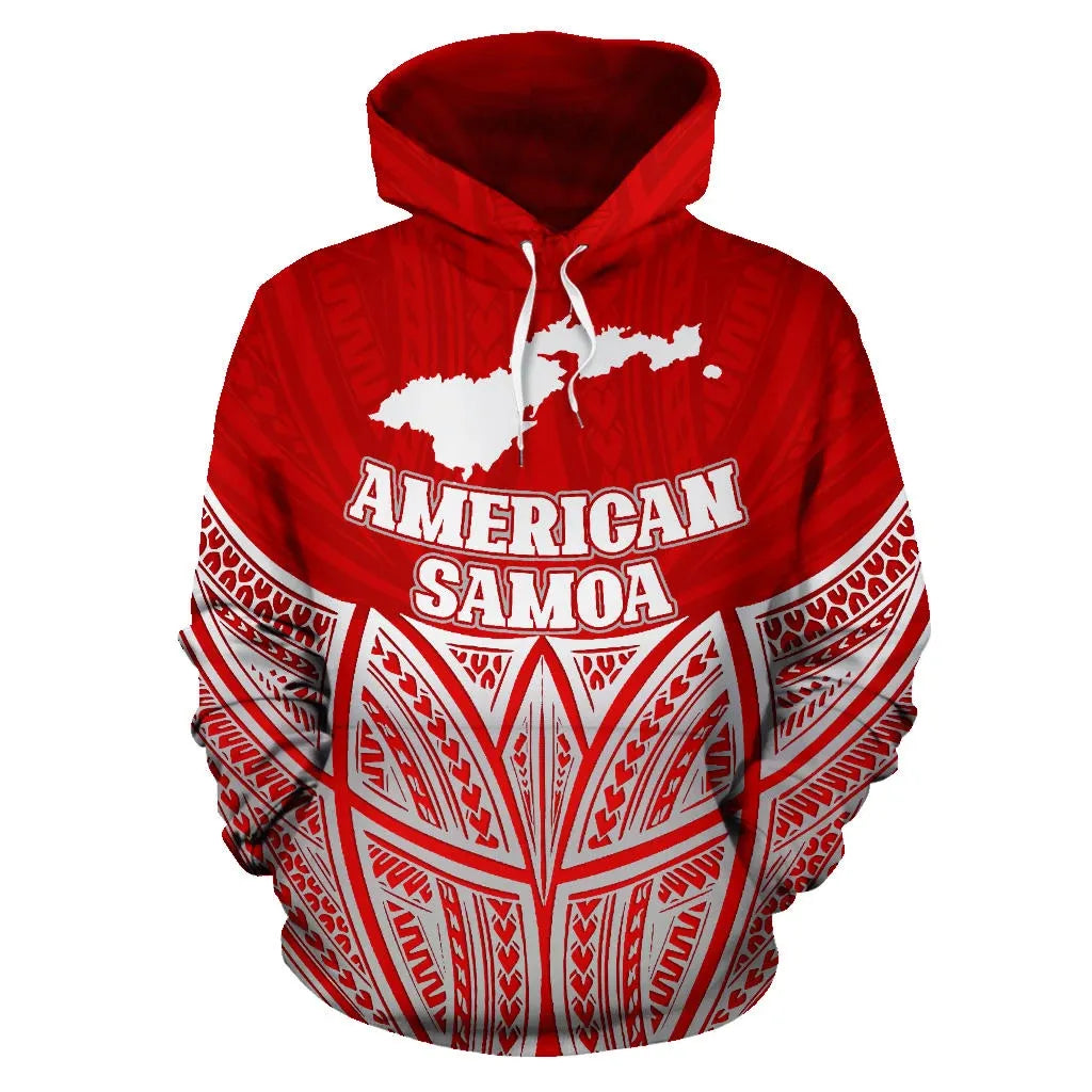 American Samoa Polynesian Hoodie Red Pride Map nd Seal
