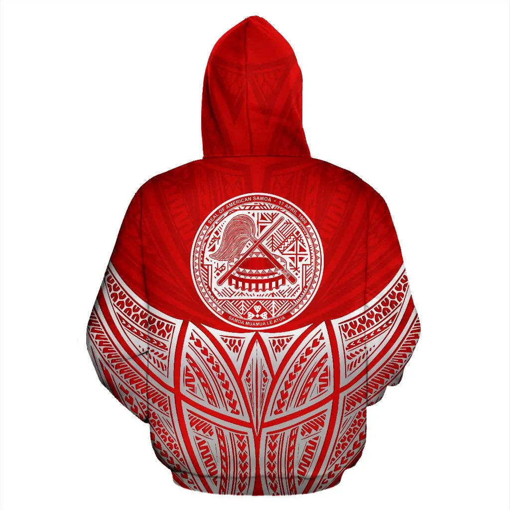 American Samoa Polynesian Hoodie Red Pride Map nd Seal