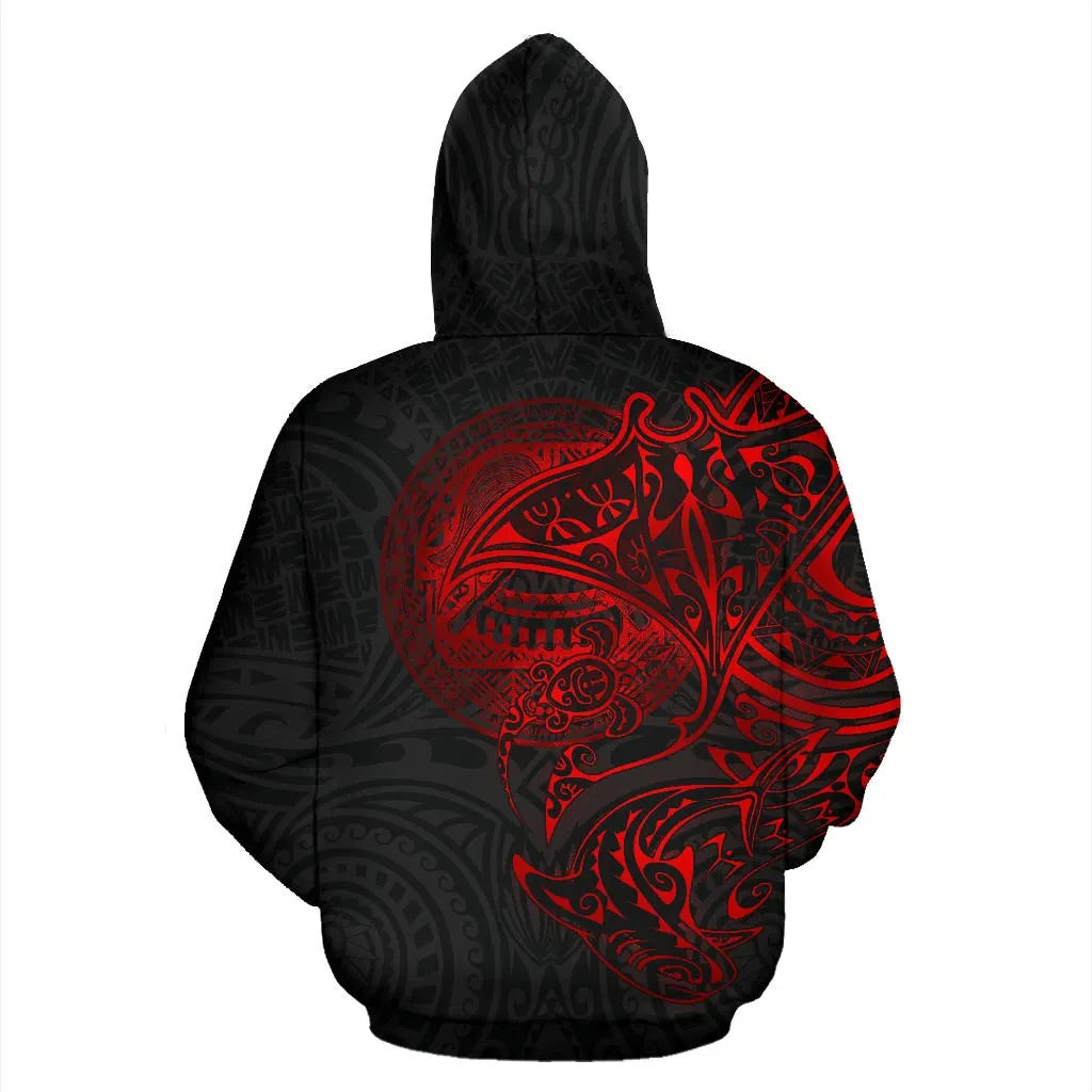 American Samoa Polynesian Hoodie - Red Turtle Shark Manta