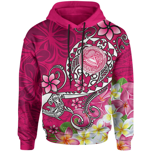 American Samoa Polynesian Kid Hoodie - Turtle Plumeria (Pink)