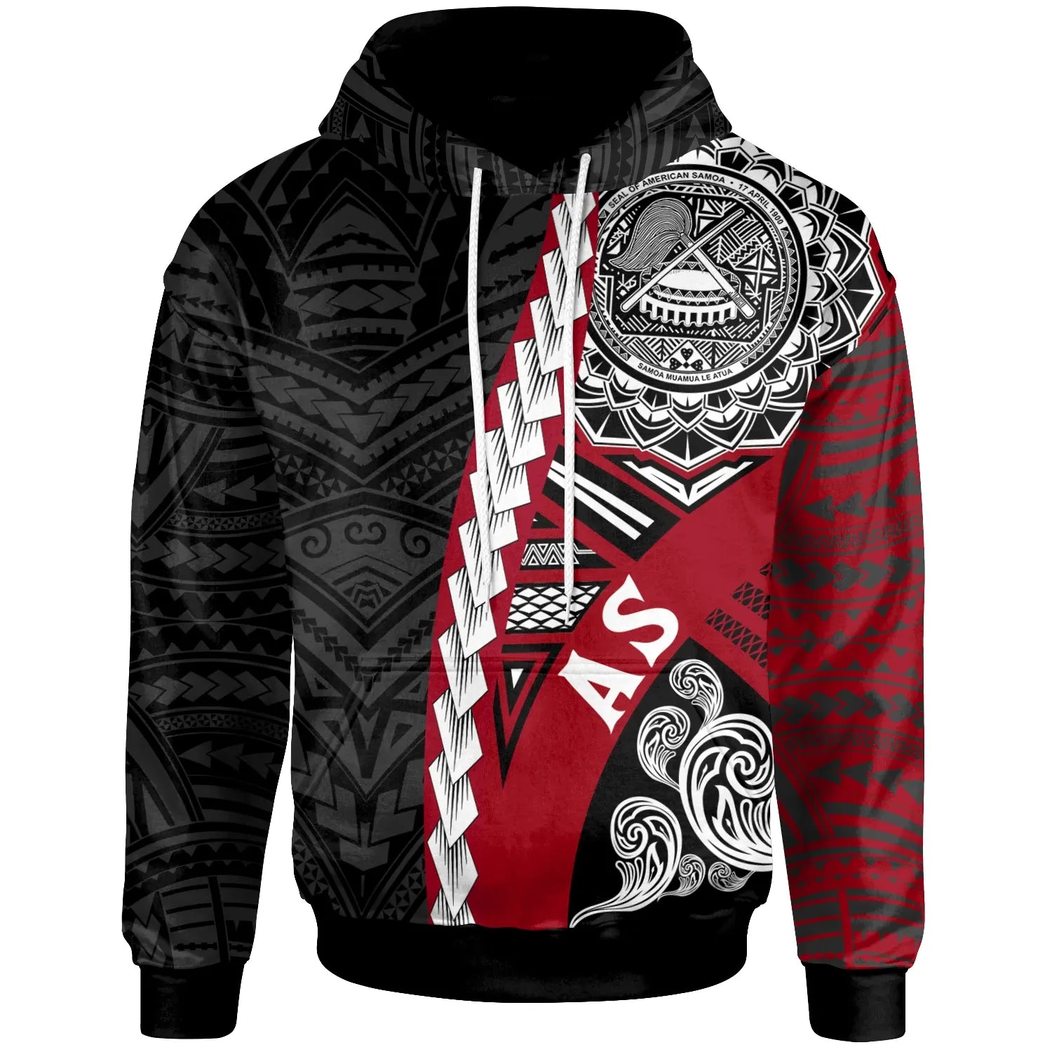 American Samoa Polynesian Hoodie - Wave Tattoo