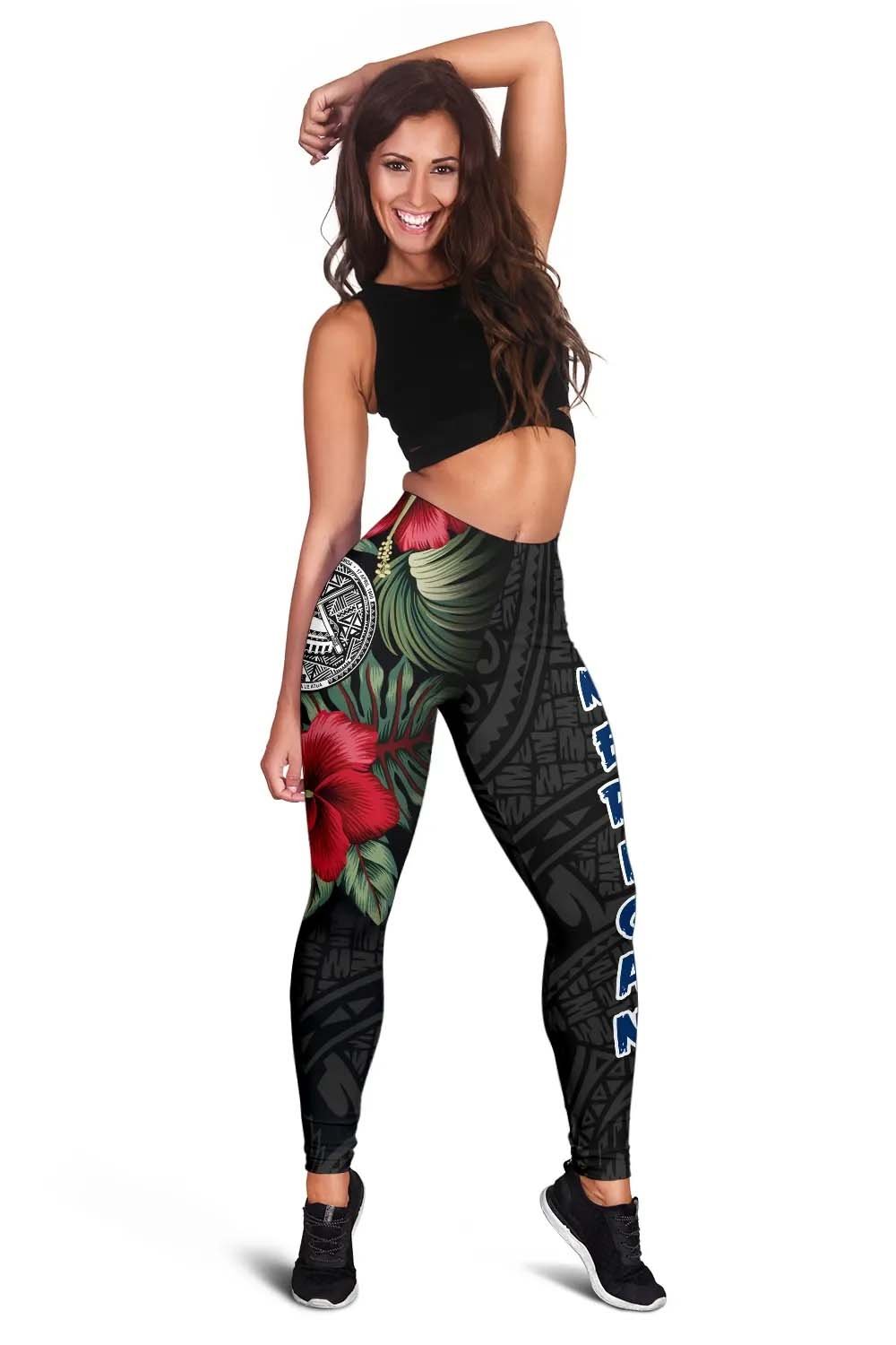 American Samoa Polynesian Legging - Hibiscus Coat of Arms