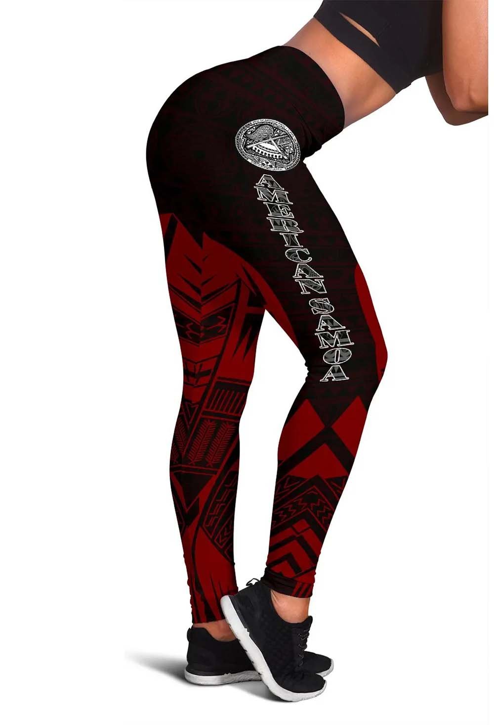 American Samoa Polynesian Legging - Polynesian Tattoo Red Version