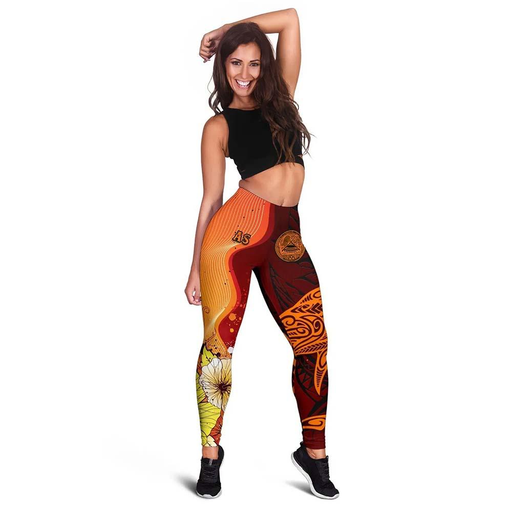 American Samoa Polynesian Legging - Tribal Tuna Fish