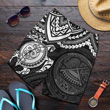 American Samoa Polynesian Men Shorts - Black Turtle