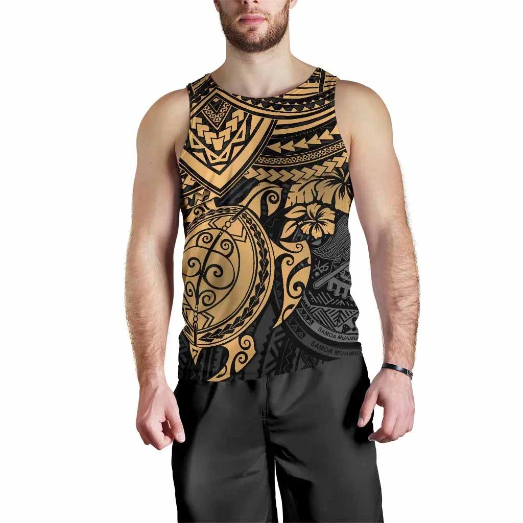 American Samoa Polynesian Men Tank - Gold Turtle