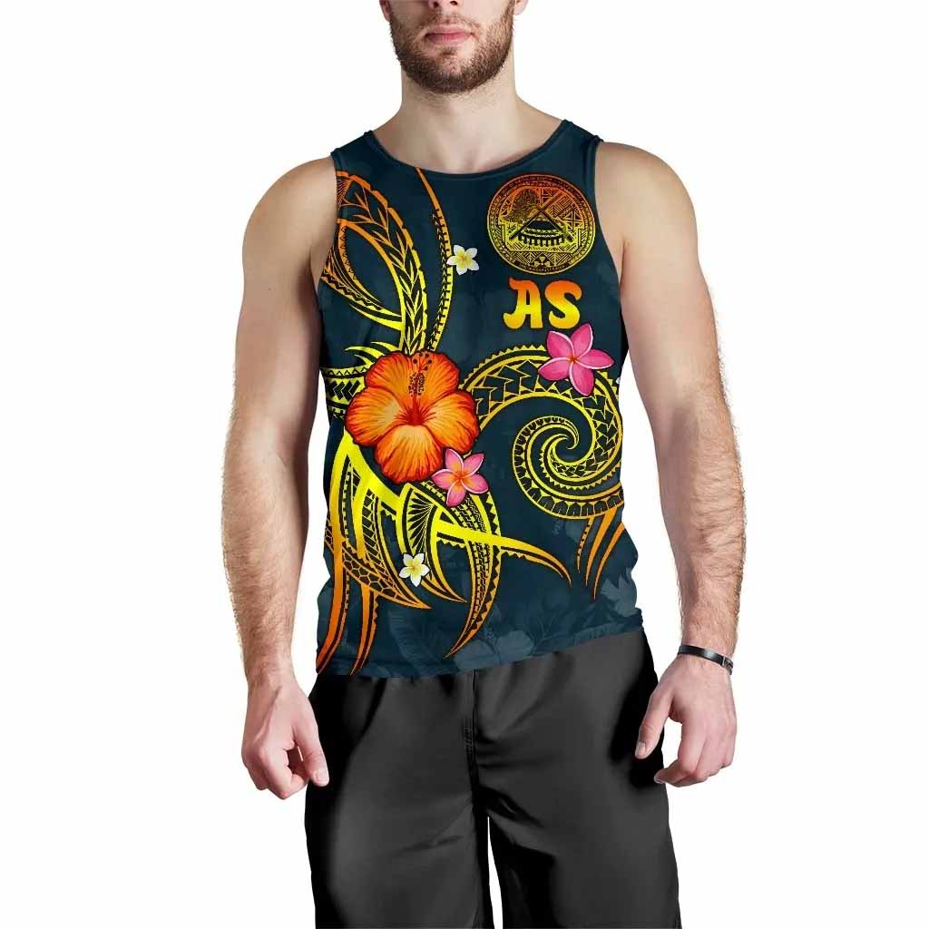 American Samoa Polynesian Men Tank Top - Legend of American Samoa (Blue)