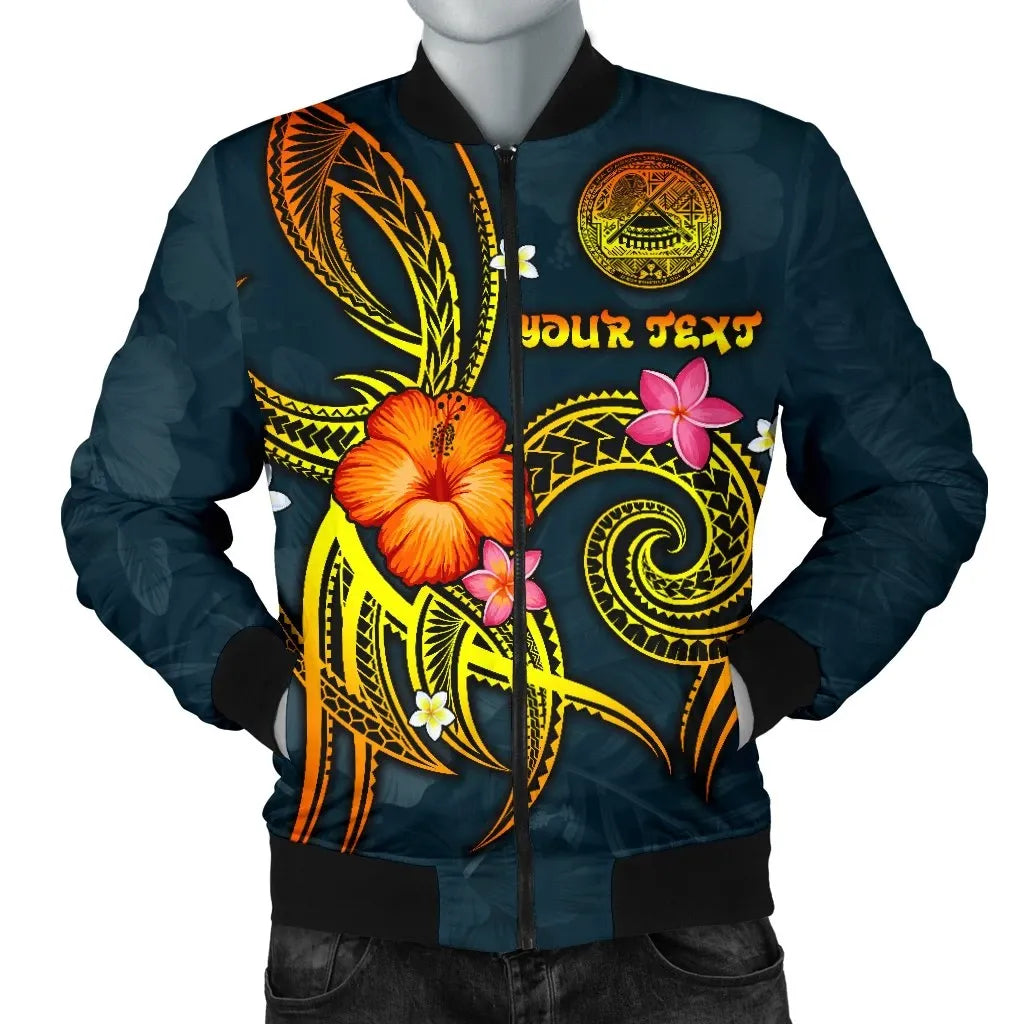 American Samoa Polynesian Personalised Bomber Jacket - Legend of American Samoa (Blue)